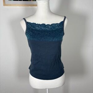 Y2k Teal Lace Cami